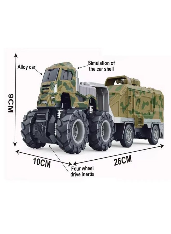 ISTOSY Friction Powered Military Truck Toy for Kids boy Metal Die cast Models Army Tank Container Pull Back Vehicle Miniature Toys (Multicolor, Pack of 1) - Image 3